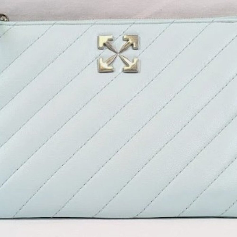 Off-White Jackhammer Flat Pouch Leather Blue Bag